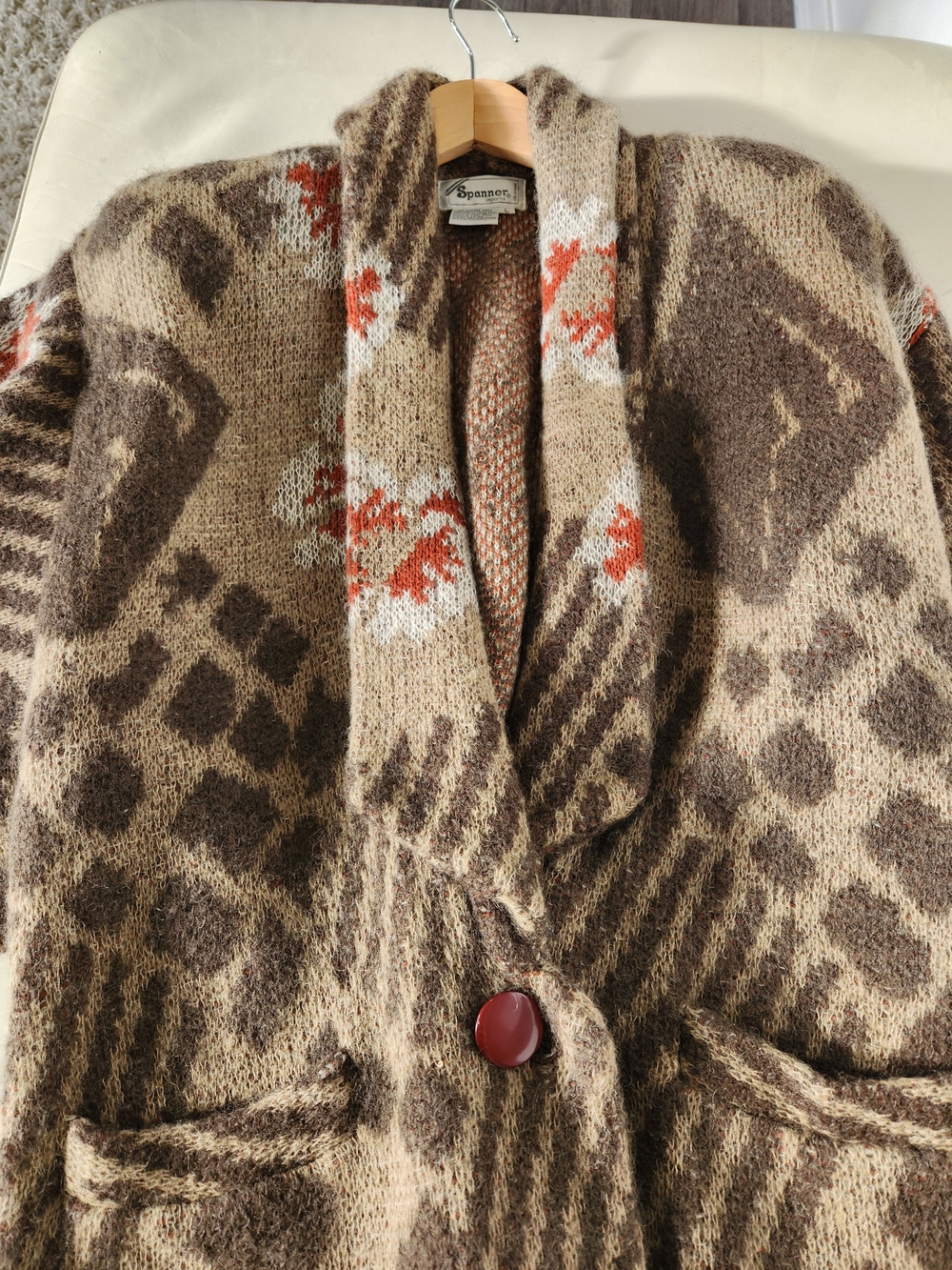 Vintage Spanner Mohair Wool Blend Long Cardigan Women’s L OBO - Picture 15 of 16